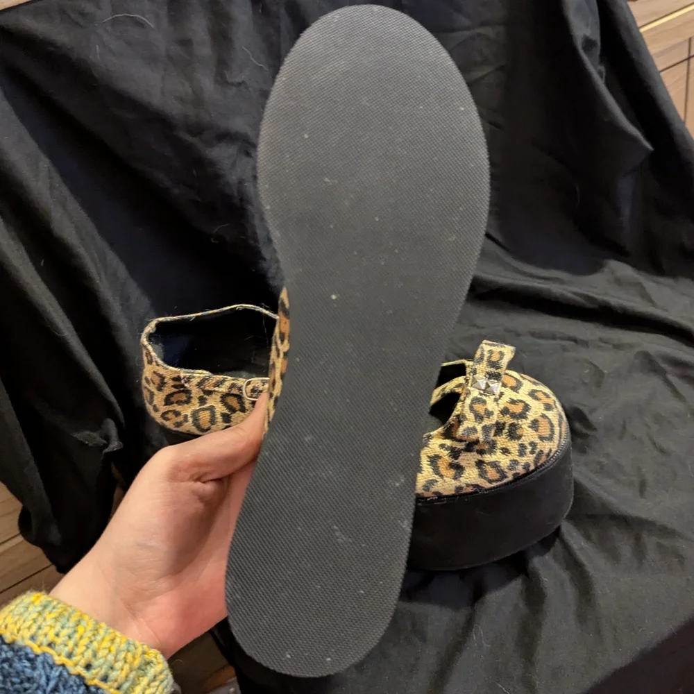 Demonia Studded Cheetah Print Platform Shoes